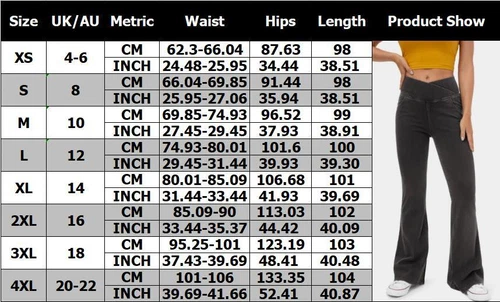 Ladies Stretch Elastic Waist Pockets Flared Pants Jeans Denim Trousers PLUS-SIZE - Picture 2 of 28