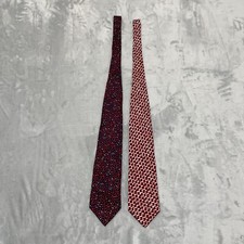 Kriziauomo Silk Ties Mens Red Geometric Made in Italy Lot of 2