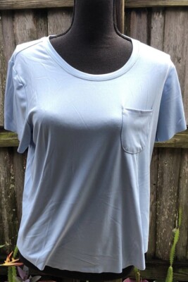RBX Live. Life. Active. Medium Light Blue Wicking Shirt Unfinished Hem & Sleeves
