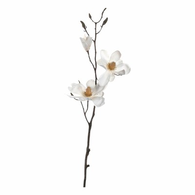 Leonardo Fiore Magnolie Kunstblume Blumenzweig Blütenzweig Dekozweig Weiß 80 cm