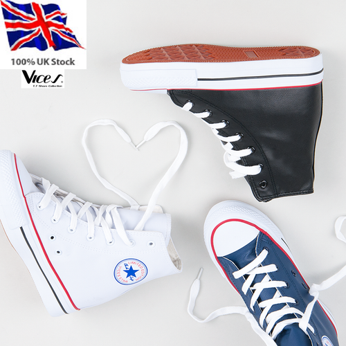 Mujer-Cuero de las Señoras Zapatillas Con Cuñas Alta Reino Unido Stock Nuevo * | eBay