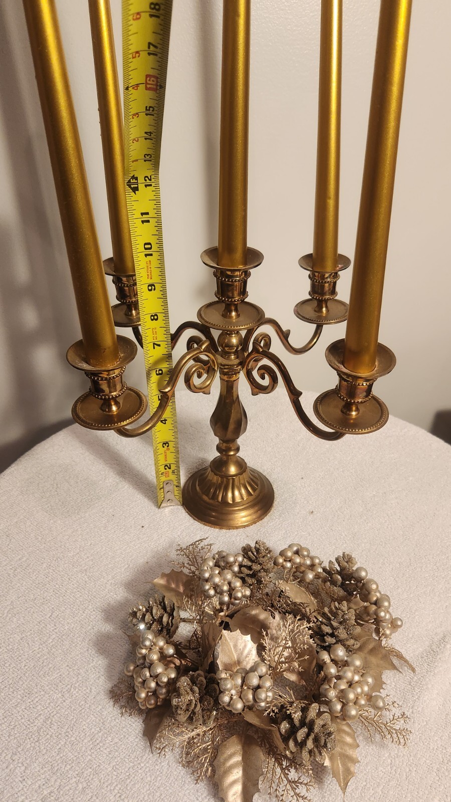 Vintage Solid Brass Candelabra 5 Candle Holder 10&rdquo;