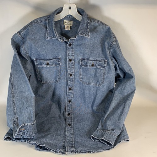 LL Bean Vintage Mens Denim Shirt Jacket 