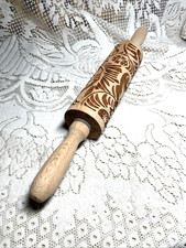 NEW EMBOSSED ROLLING PIN WITH PATTERN FOR BAKING ENGRAVED WOODEN ROLLER