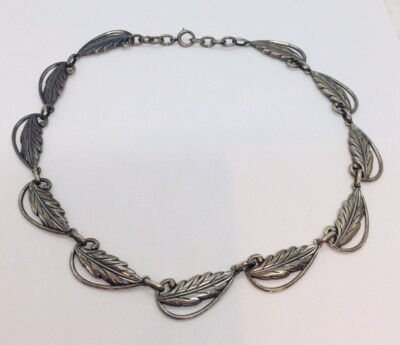 Danecraft Vintage Sterling Silver Leaf Design Link Necklace