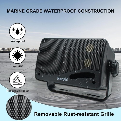 Herdio 3.5" Outdoor Passive Speakers Wired Waterproof 3 Way Wall Mount Speakers - Picture 4 of 26