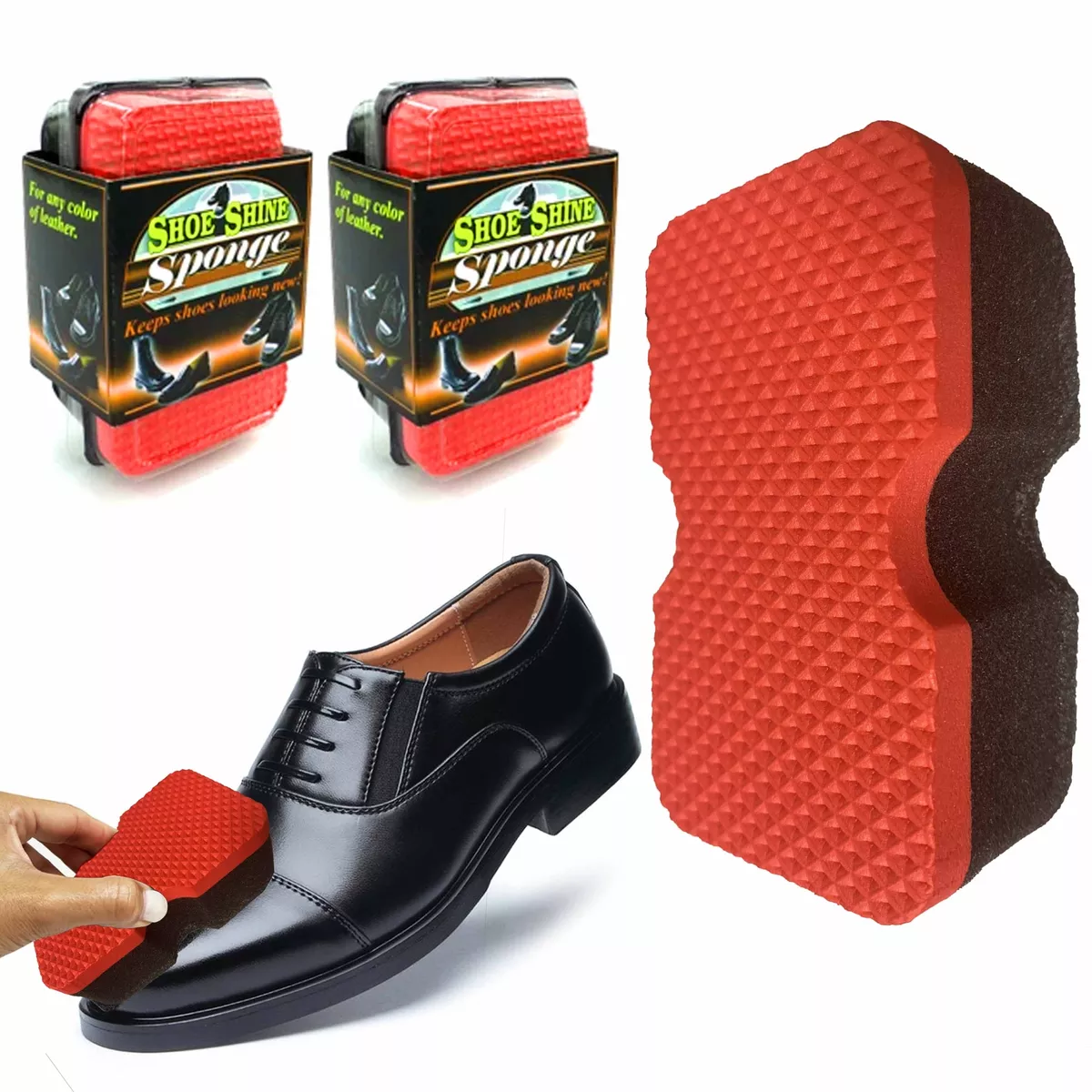 2 Pack Shoe Shine Polishing Sponge Instant Cleaning Leather Care Protector  Boots