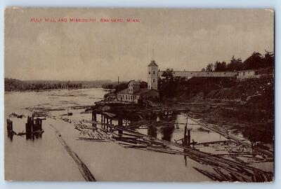 Brainerd Minnesota MN Postcard Pulp Mill And Mississippi Scene c1910's Antique