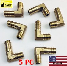 (5 Pieces) 1/2 HOSE BARB ELBOW X 1/4 MALE NPT Brass Pipe Fitting Gas Fuel Water 
