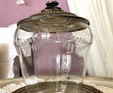 Antik Bonboniere Konfektdose Gef&auml;&szlig; Glas versilbert Glasdose versilberter Deckel