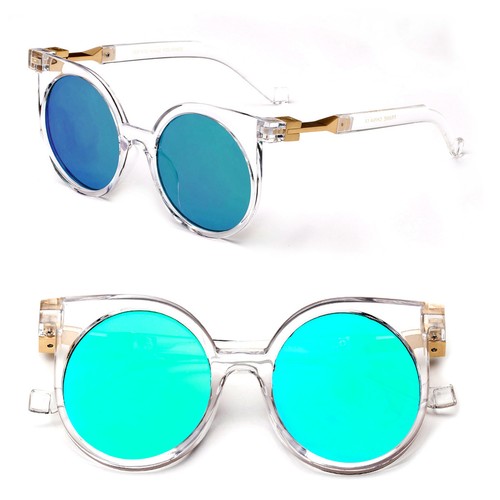 Gafas de sol redondas de gran tamaño para mujer lentes planas flash lentes espejo gafas de sol vintage - Imagen 3 de 6