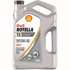 4 PACK Shell Rotella T5 Synthetic Blend 15W-40 Diesel Engine Oil, 1 Gallon