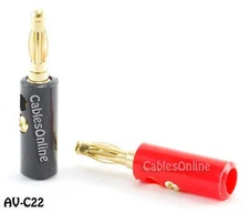 Screw Type Banana Plugs Red/Black for 12-18AWG Speaker Wire, CablesOnline AV-C22