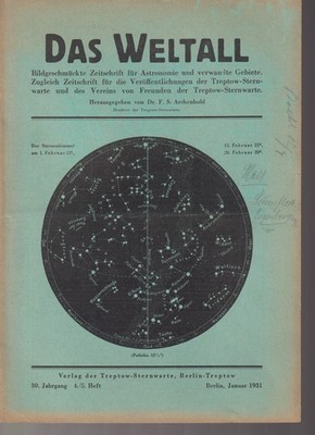 Astronomie   Das Weltall 30. Jg. 1931 Heft 04 All Universum Stern Planet Treptow