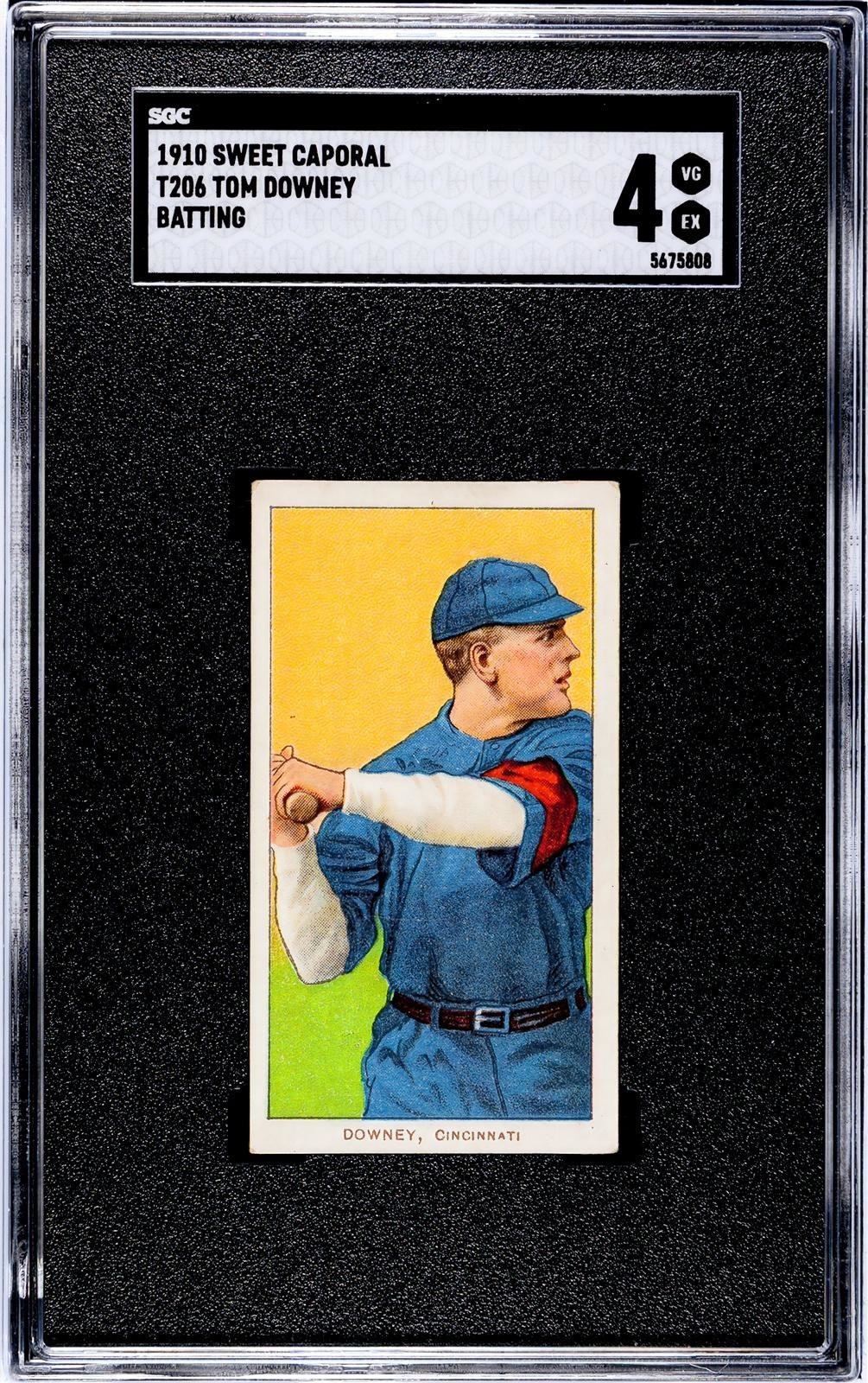 1910 TOM DOWNEY BATTING CINCINNATI REDS SWEET CAPORAL 350 SGC 4