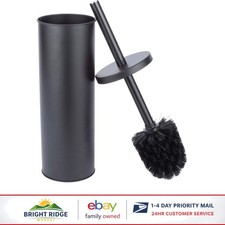 Sleek Toilet Brush Set with Sturdy Metal Handle and Matte Black Holder