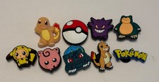 Pok mon Jibbitz Croc Charms Set of 9 New Pikachu, Charmander, Gengar, Jigglypuff
