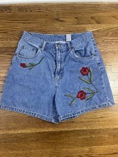 Vintage Bill Blass Embroidered Flower 90s Mom Jean Y2K Shorts Womens Size 4-6