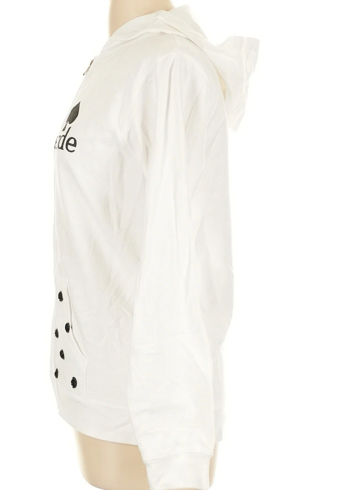 Felpa con cappuccio Kate Spade grafica bianca nera scintillante cotone *vestibilità grande come media*