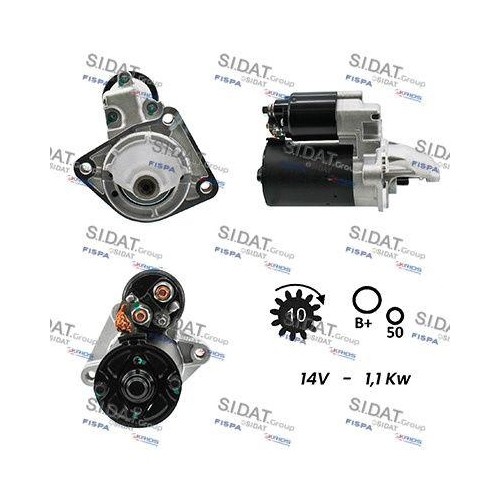 Démarreur Sidat S12BH0022A2 pour moteurs Ford Mazda et Volvo