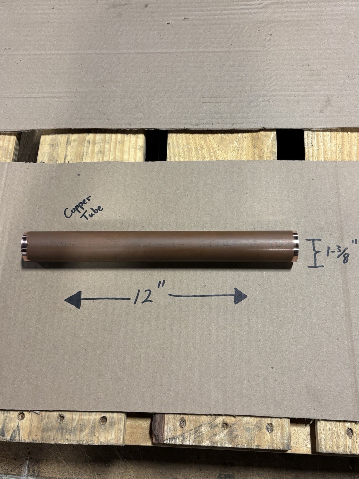 Copper Tube Refrigeration & A/C Hard Drawn Type 1-3/8" O.D. 12" Long