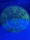 Vintage Ballerina Pattern Vaseline Glass Plate 9 1/4”