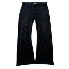 Vintage Juicy Couture Women's Black Velour Flared Track Pant Loungewear Size L