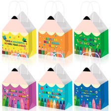 12 Pcs Back to School Pencil Shaped Gift Bags Treat Bags for Teacher Party