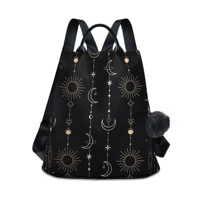 Mnsruu Sonne Mond Sterne Hexe Anti-Diebstahl Rucksack für Damen Mode M, #01 