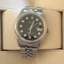 Rolex Datejust Black Diamond Dial Fluted Beze...