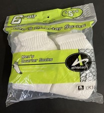Athletech NOS Vintage Quarter Socks 6-12 Shoe Size 6 Pair New USA Full Cushion