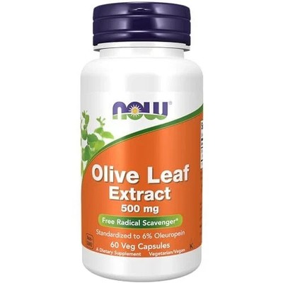 NOW FOODS Olive Leaf Extract 500 mg 60 Veg Capsules, (Price for 2 bottles)