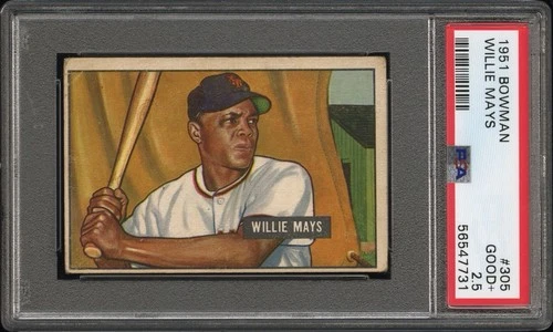 1951 Bowman #305 Willie Mays HOF Rookie PSA 2.5 Good+ RC New York Giants