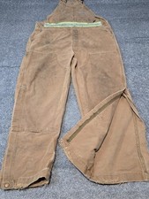 Carhartt FR Overalls Mens 40x22 High Vis Brown Duck Double Knee Unlined Bib Work