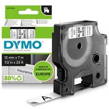 DYMO Authentic D1 Labels | Black Print on White Tape | 12 mm x 7 m |