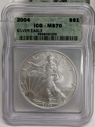 2004 American Silver Eagle ASE 1 OZ Silver $1 ICG MS70