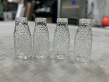Vintage Set Of 4 Rooster Honeycomb Embossed Milk Bottles. 6" Tall. Farm ware