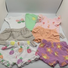 Garanimals Girls Sz 0-3M Lot of 7 Colorful Summer Clothes Shirts and Shorts NWT