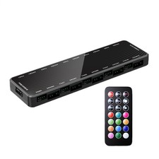 9 ARGB-PWM Fan Controller Hub Splitter  Remote For PC W/10 5v-3pin RGB Ports