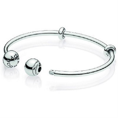 Pandora Logo Open Bangle End Caps Set 796489 Brand New**No Bracelet included**