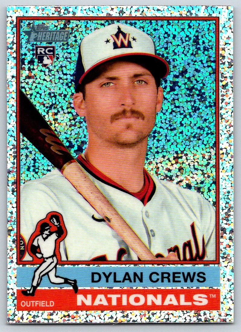 2025 Topps Heritage Chrome Silver Sparkle DYLAN CREWS #247 Nationals Rookie RC