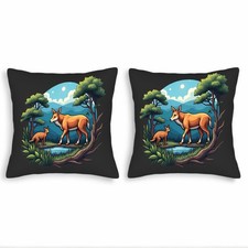 Serene Forest Scene Throw Pillow Covers - Set of 2 18x18in Cushion Cases