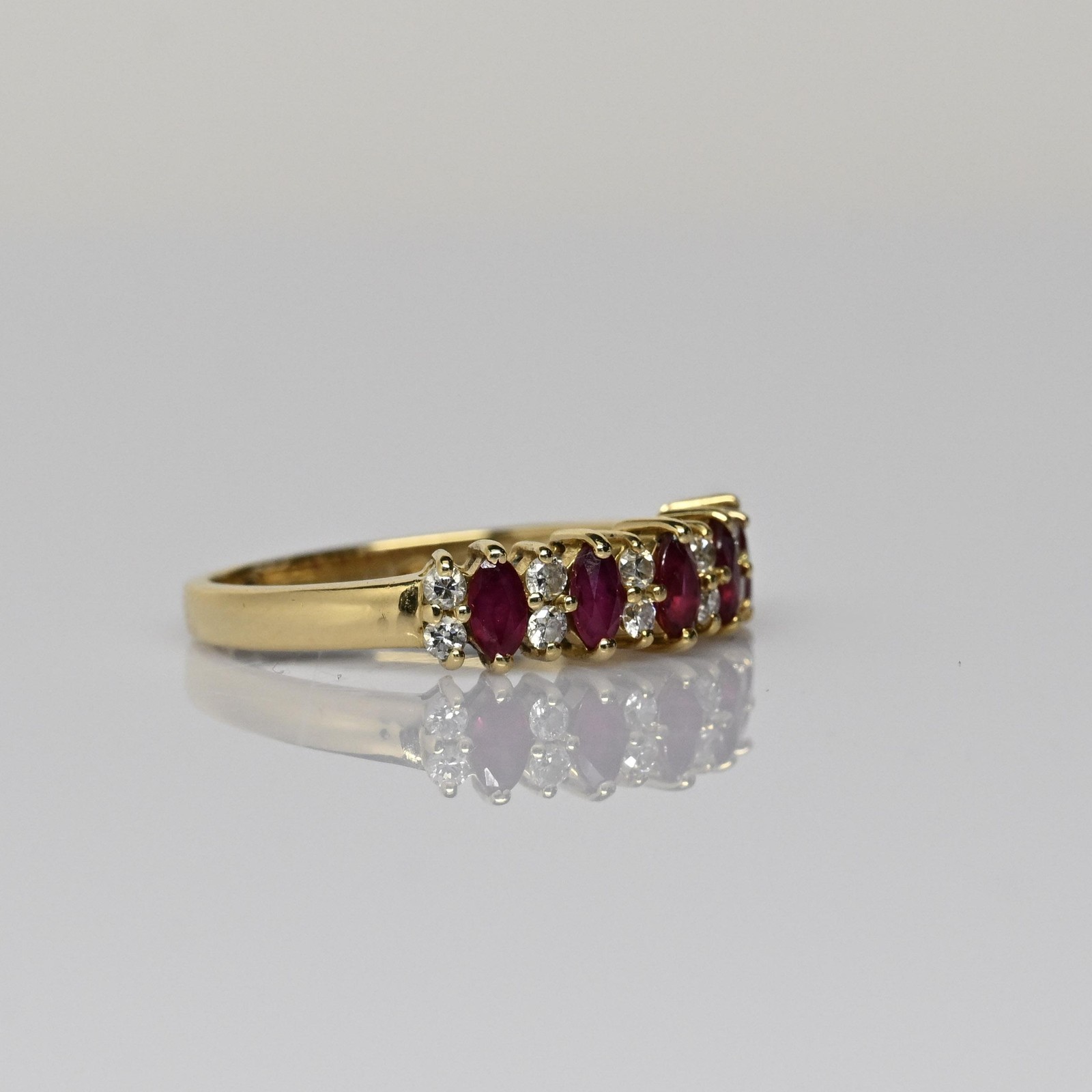 Ruby Marquise Diamond Alternating 18K Yellow Gold… - image 6