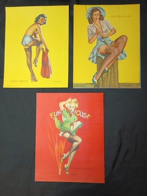 LOT OF 3 ORIGINAL ELVGREN & D'ANCONA 1940S  PIN-UP LITHOS LOUIS F DOW CO. *RARE*