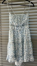 Windsor Blue Floral Cutout Tie Back Mini Sundress ~  Juniors Large