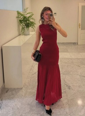ZARA Size S WOMAN SS25 LONG COMBINATION KNIT DRESS Mid-red | 4192/034 NEW | eBay ZARA Size S WOMAN SS25 LONG COMBINATION KNIT DRESS Mid-red | 4192/034 NEW | eBay
