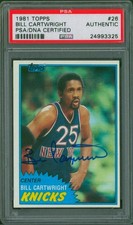 1981-82 Topps BILL CARTWRIGHT Vintage Signed Card 26 Auto Slabbed Knicks PSA/DNA