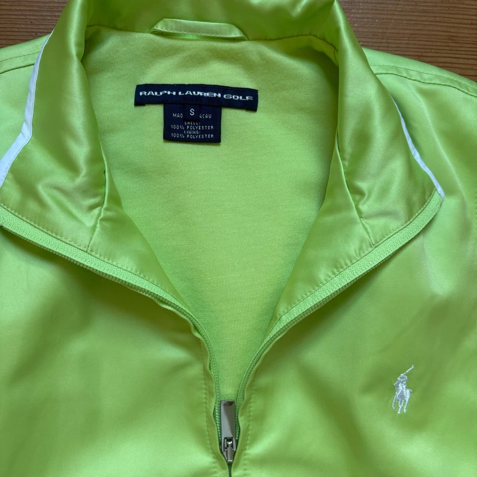 Ralph Lauren Golf lime green white pony accent full zip polyester vest SIZE S Foto 2 de 4