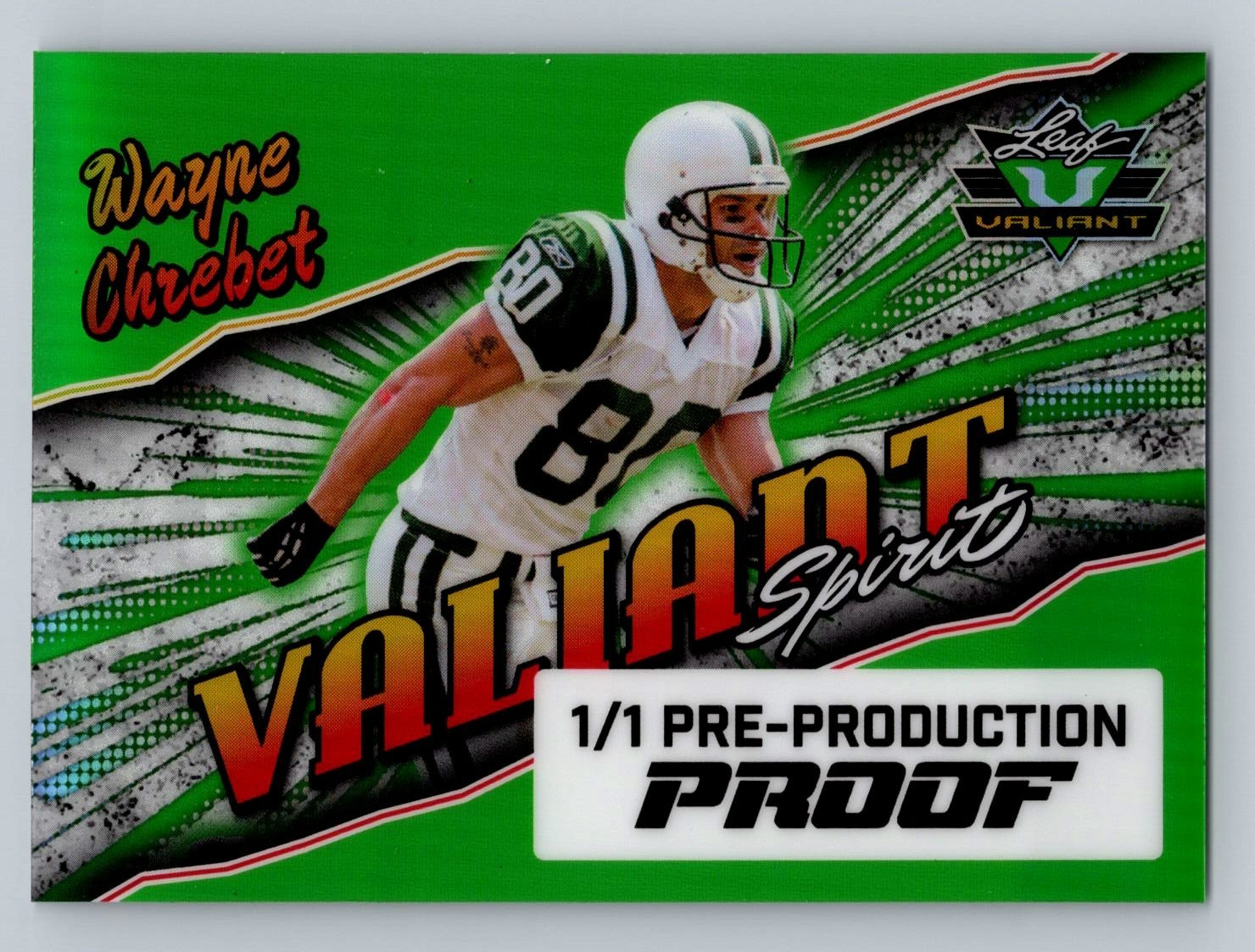 Wayne Chrebet 2025 Leaf Valiant 1/1 Pre Production Proof JETS
