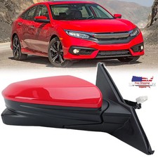 Red Passenger Side Mirror For 2016-2021 Honda Civic Sedan Power Heated Camera